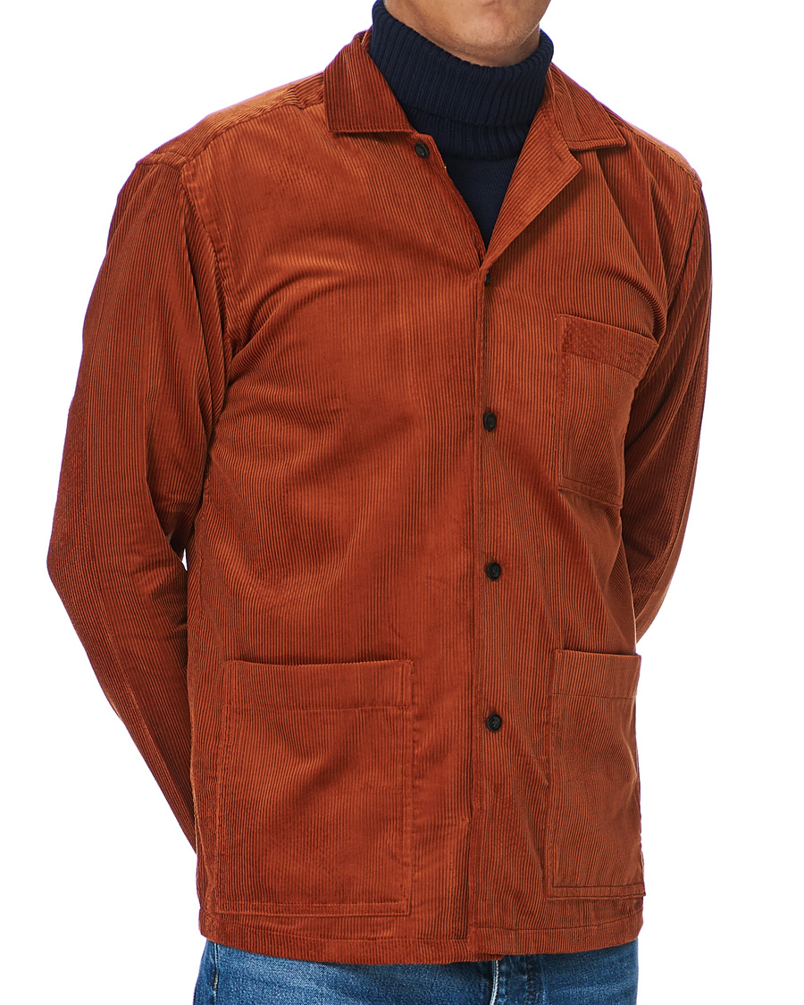 Heren | Overhemden | Eton | Cotton Corduroy Overshirt Orange