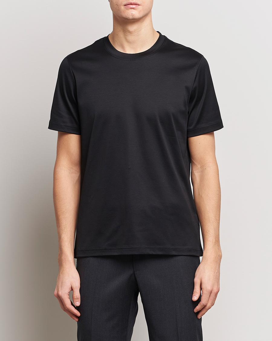 Heren | Afdelingen | Eton | Filo Di Scozia Cotton T-Shirt Black