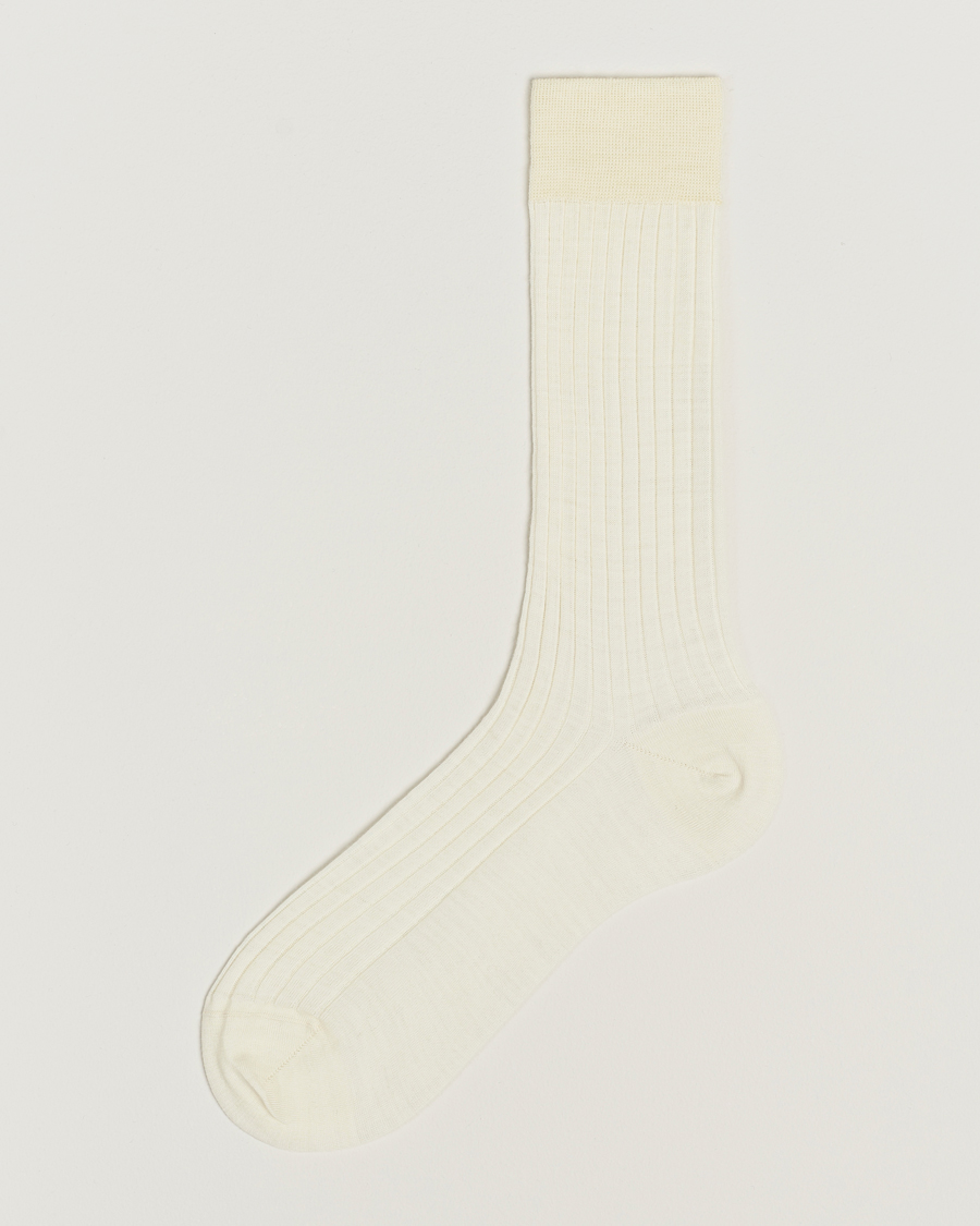 Heren | Ondergoed | Bresciani | Wool/Nylon Ribbed Short Socks White