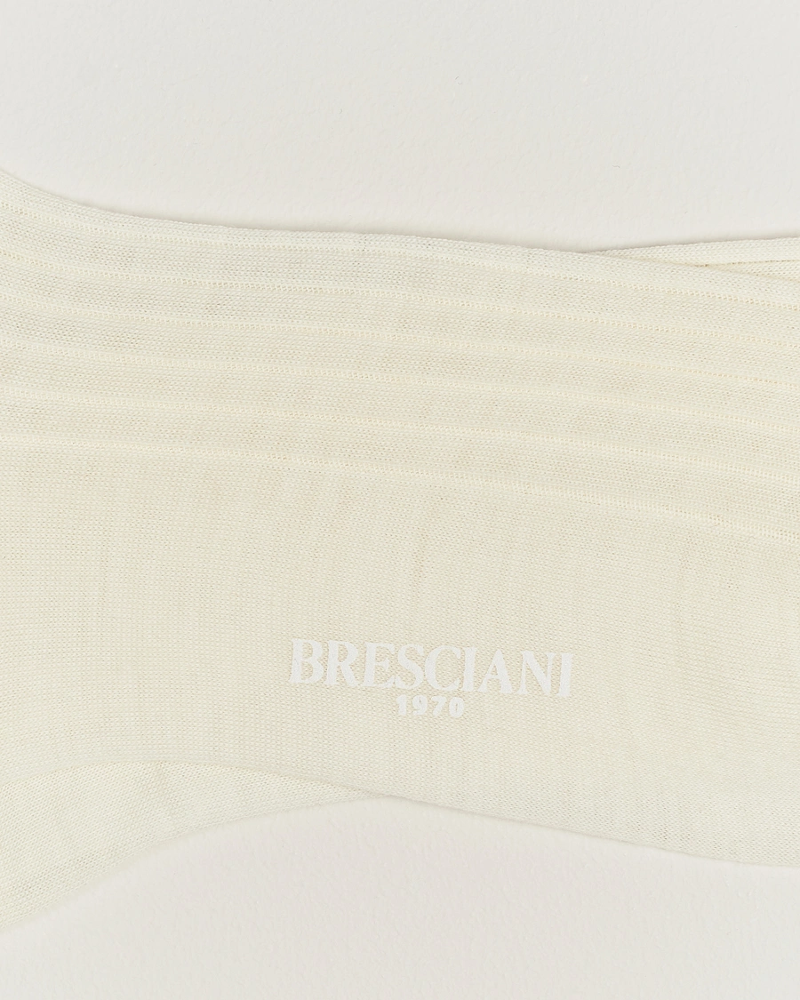 Heren | Italian Department | Bresciani | Wool/Nylon Ribbed Short Socks White