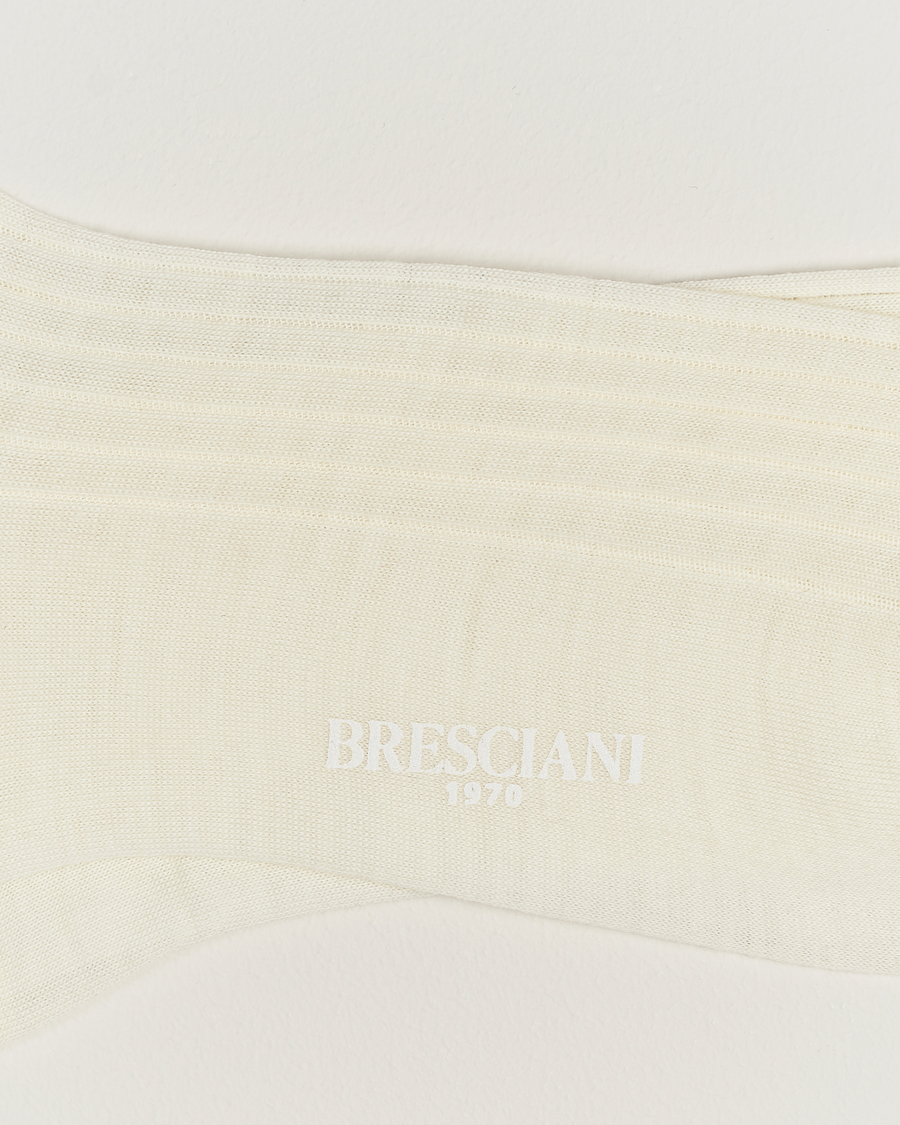 Heren | Italian Department | Bresciani | Wool/Nylon Ribbed Short Socks White