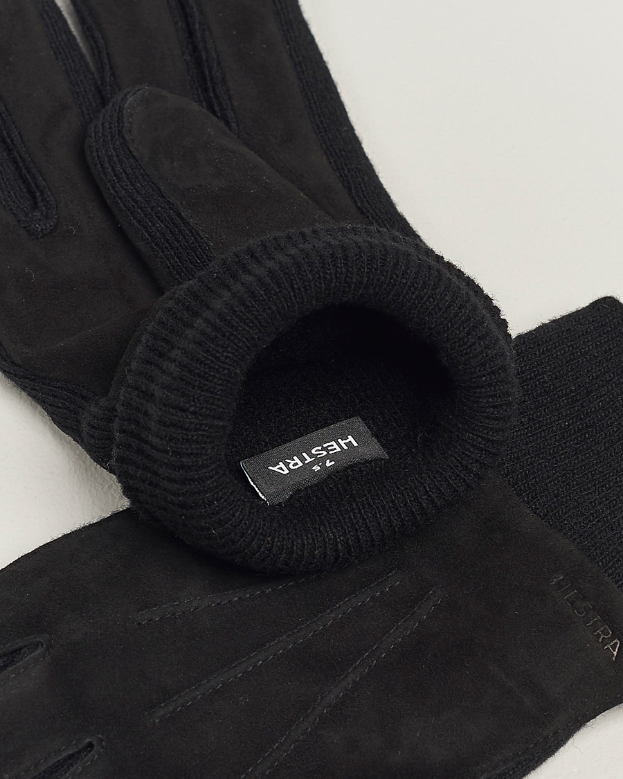 Heren |  | Hestra | Geoffery Suede Wool Tricot Glove Black