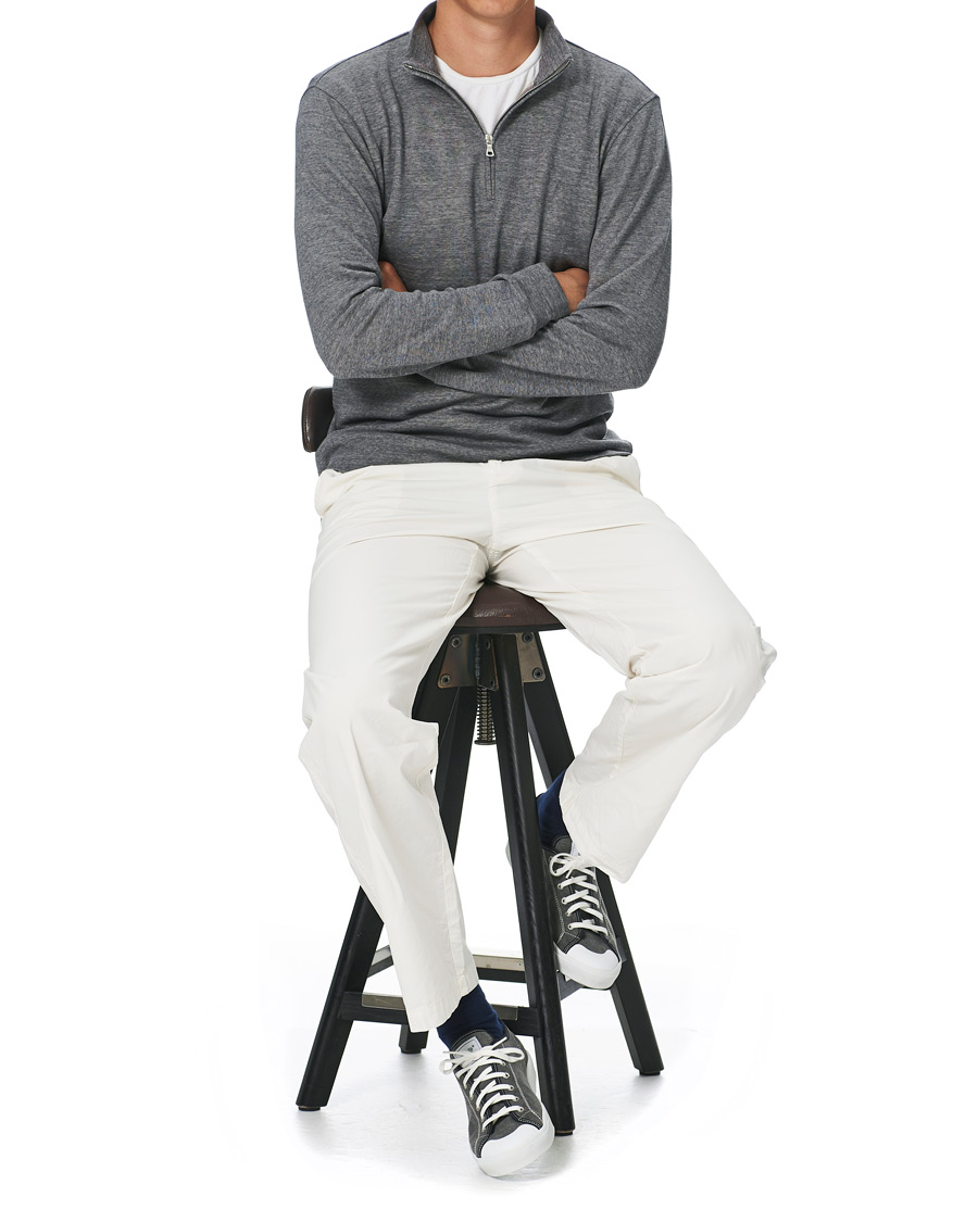 Heren | Truien | Orlebar Brown | Neilson Double Face Merino Half Zip Storm Grey