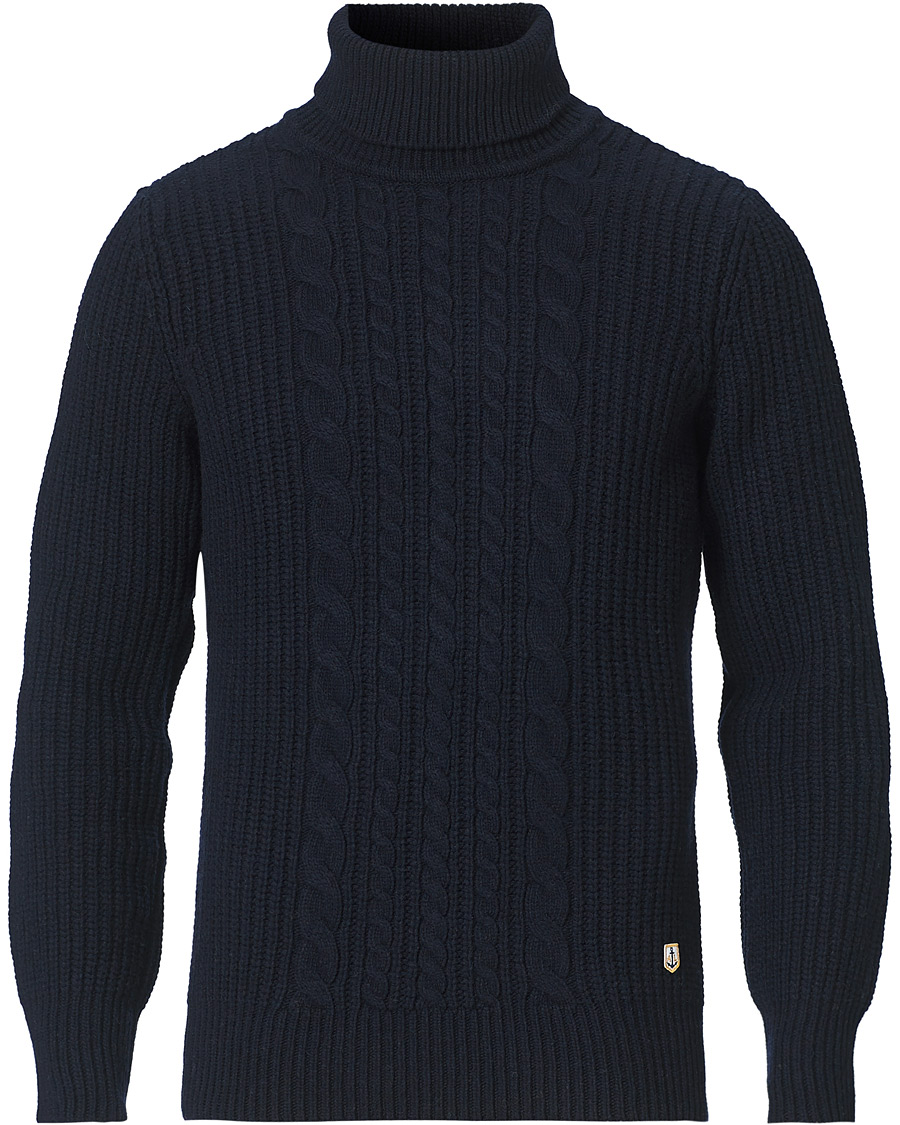 Heren | Truien | Armor-lux | Cable Knit Turtleneck Navy