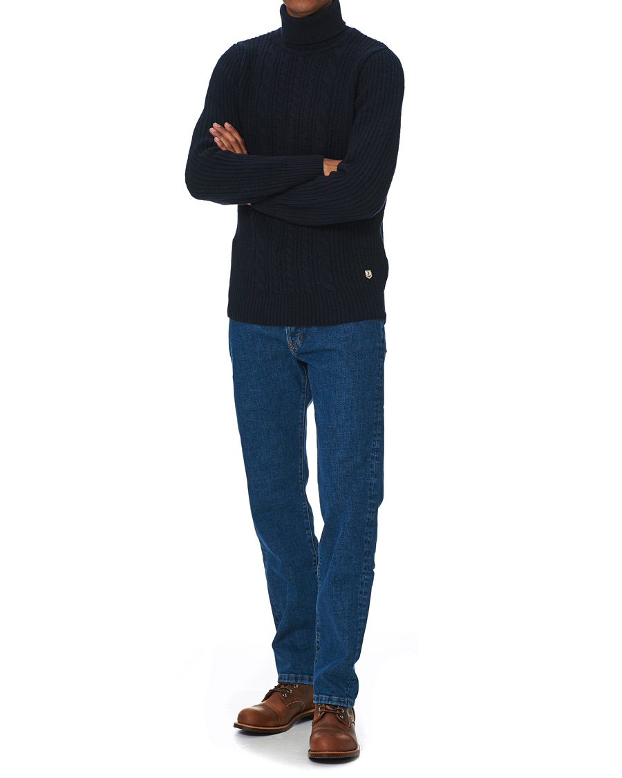 Heren | Truien | Armor-lux | Cable Knit Turtleneck Navy