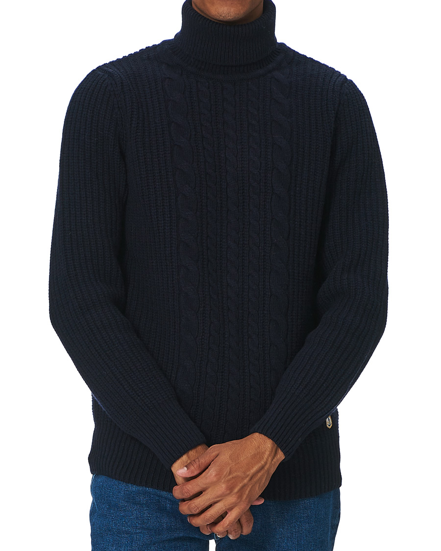 Heren | Truien | Armor-lux | Cable Knit Turtleneck Navy