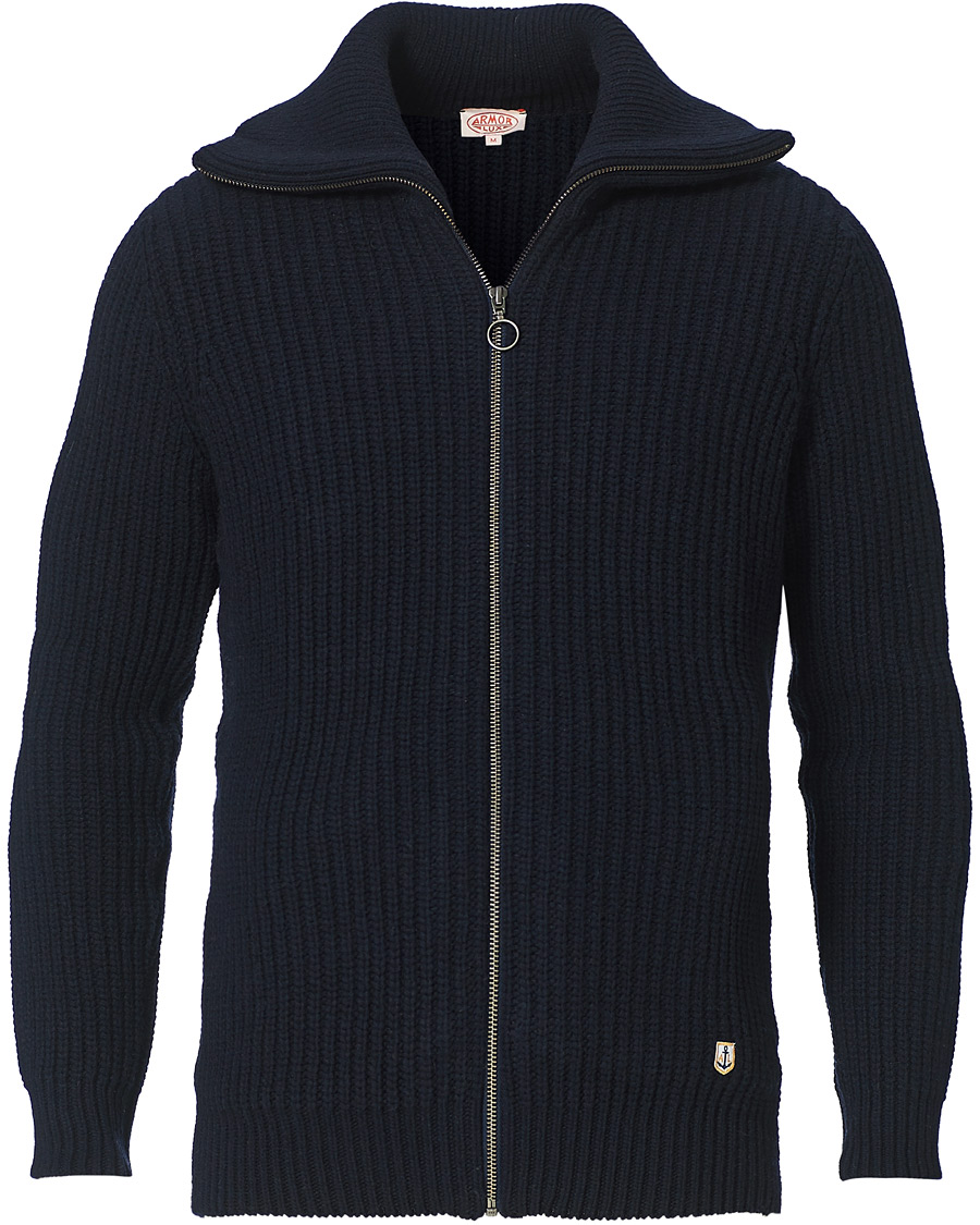 Heren | Truien | Armor-lux | Ribbed Zip Sweater Navy