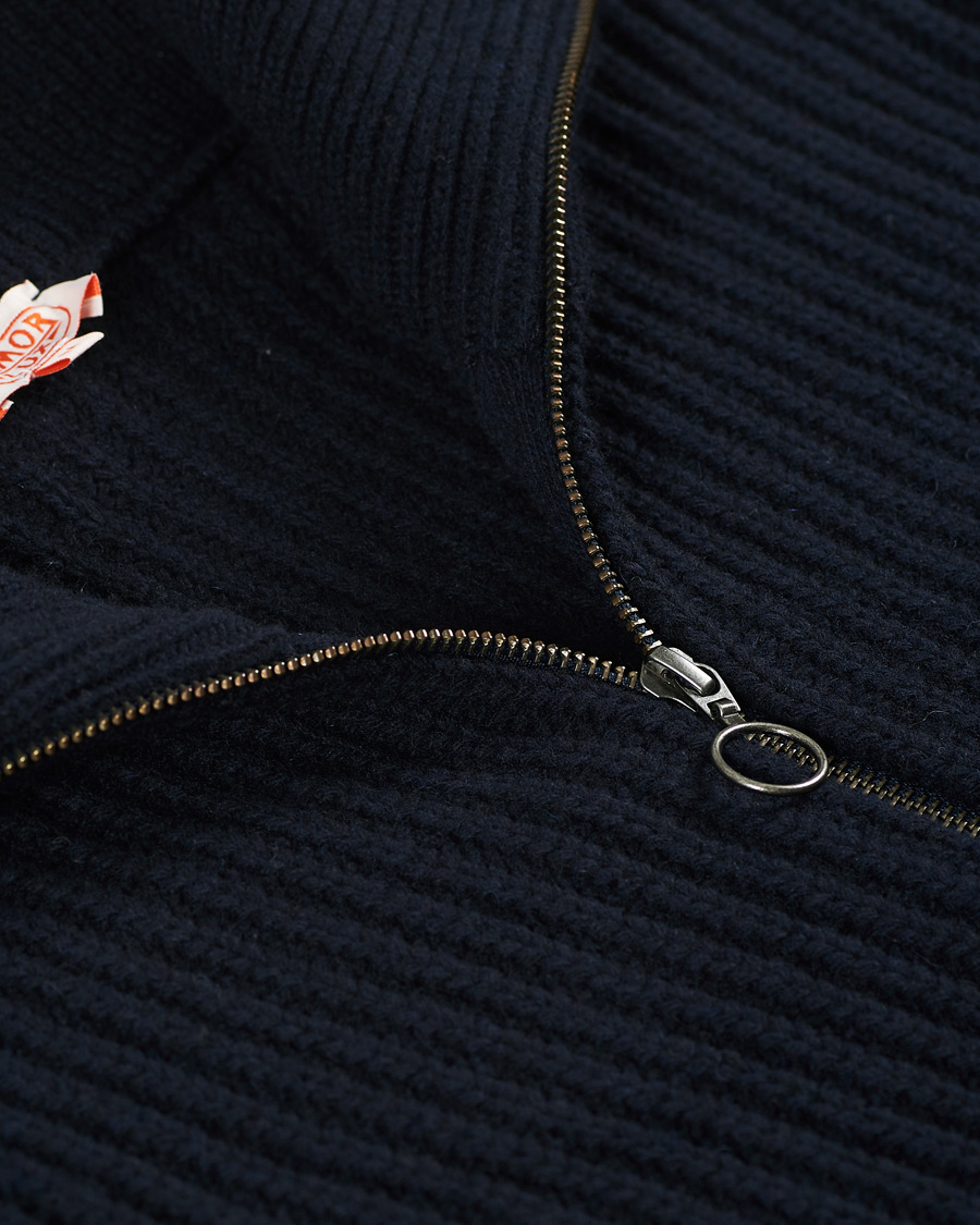 Heren | Truien | Armor-lux | Ribbed Zip Sweater Navy