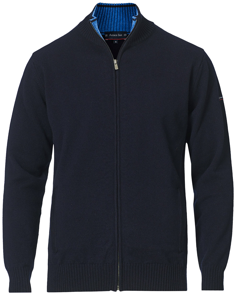 Heren | Truien | Armor-lux | Wool Zip Cardigan Navy