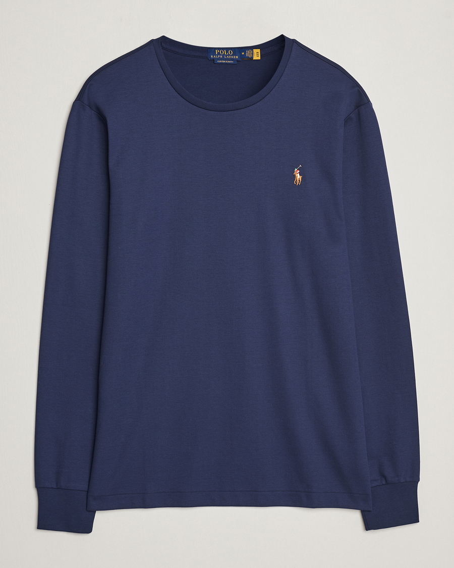 Heren | T-shirts | Polo Ralph Lauren | Luxury Pima Cotton Long Sleeve T-Shirt Refined Navy