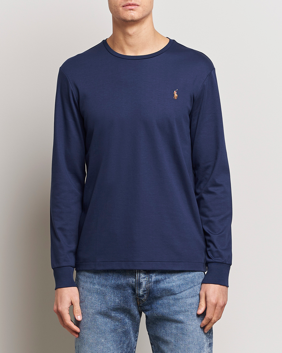 Heren | T-shirts | Polo Ralph Lauren | Luxury Pima Cotton Long Sleeve T-Shirt Refined Navy