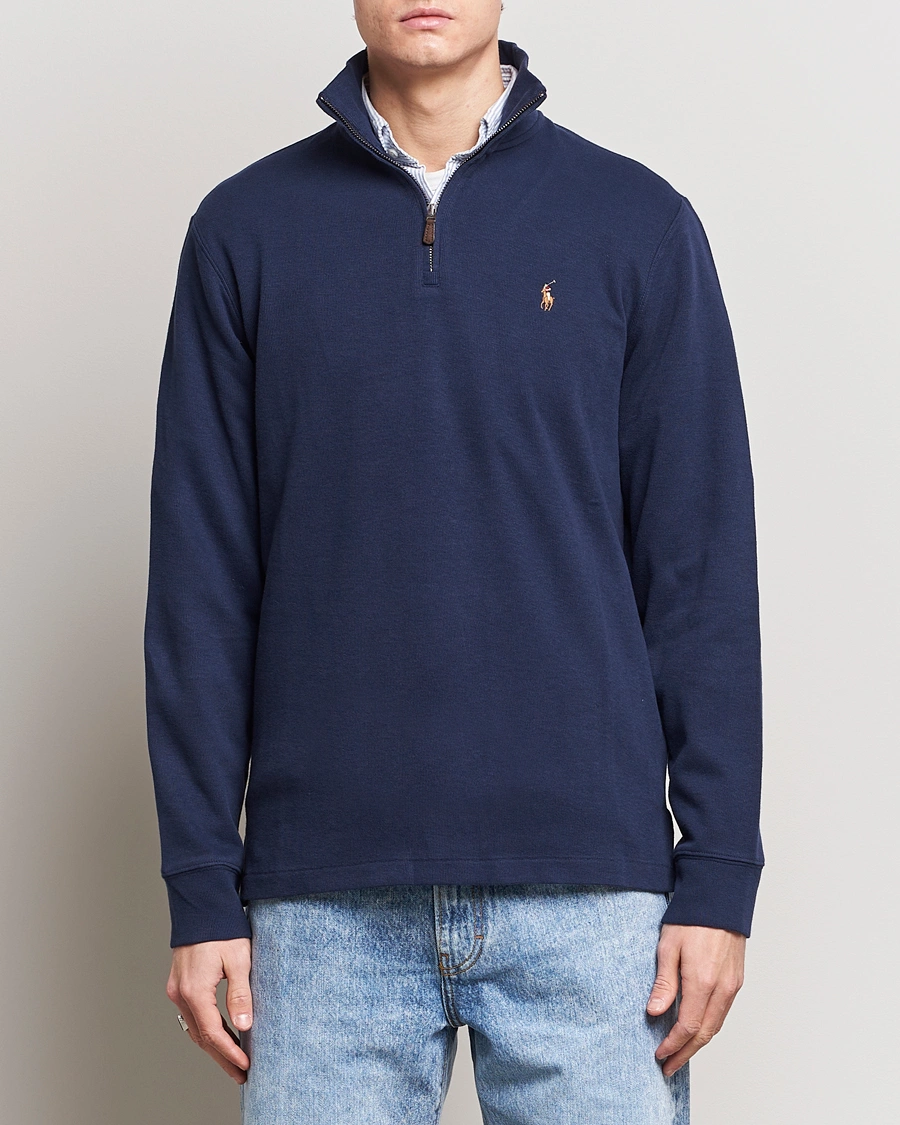 Heren | Sale -30% | Polo Ralph Lauren | Double Knit Jaquard Half Zip Sweater Cruise Navy
