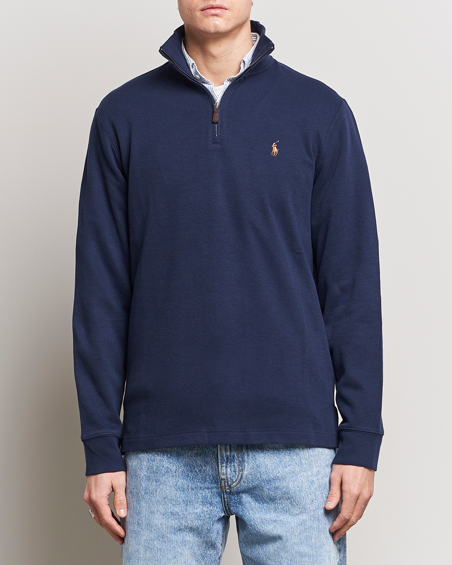 Heren |  | Polo Ralph Lauren | Double Knit Jaquard Half Zip Sweater Cruise Navy