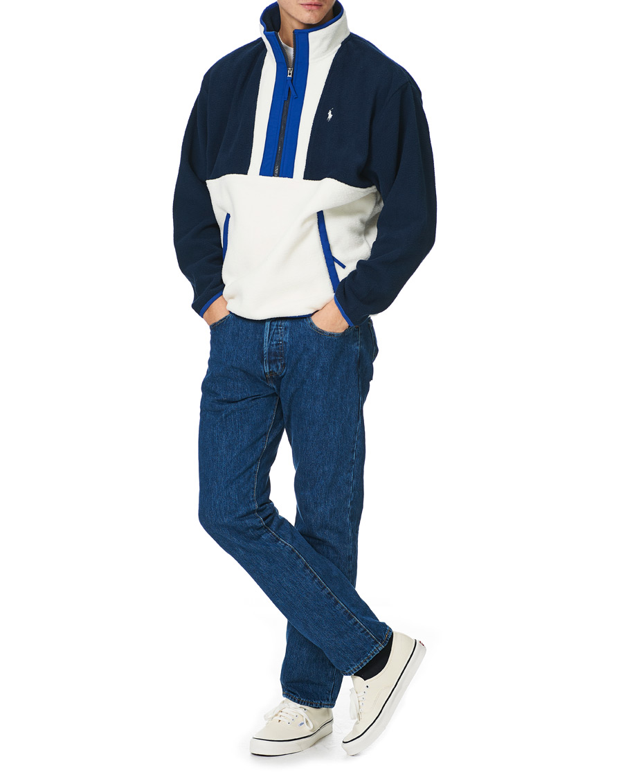 Heren | Truien | Polo Ralph Lauren | Vintage Poly Fleece Half Zip Sweater Navy/White