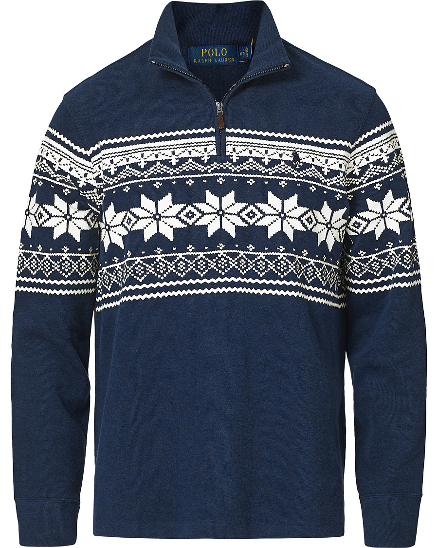 Heren | Truien | Polo Ralph Lauren | Winter Double Knit Half Zip Sweater Blue Heather