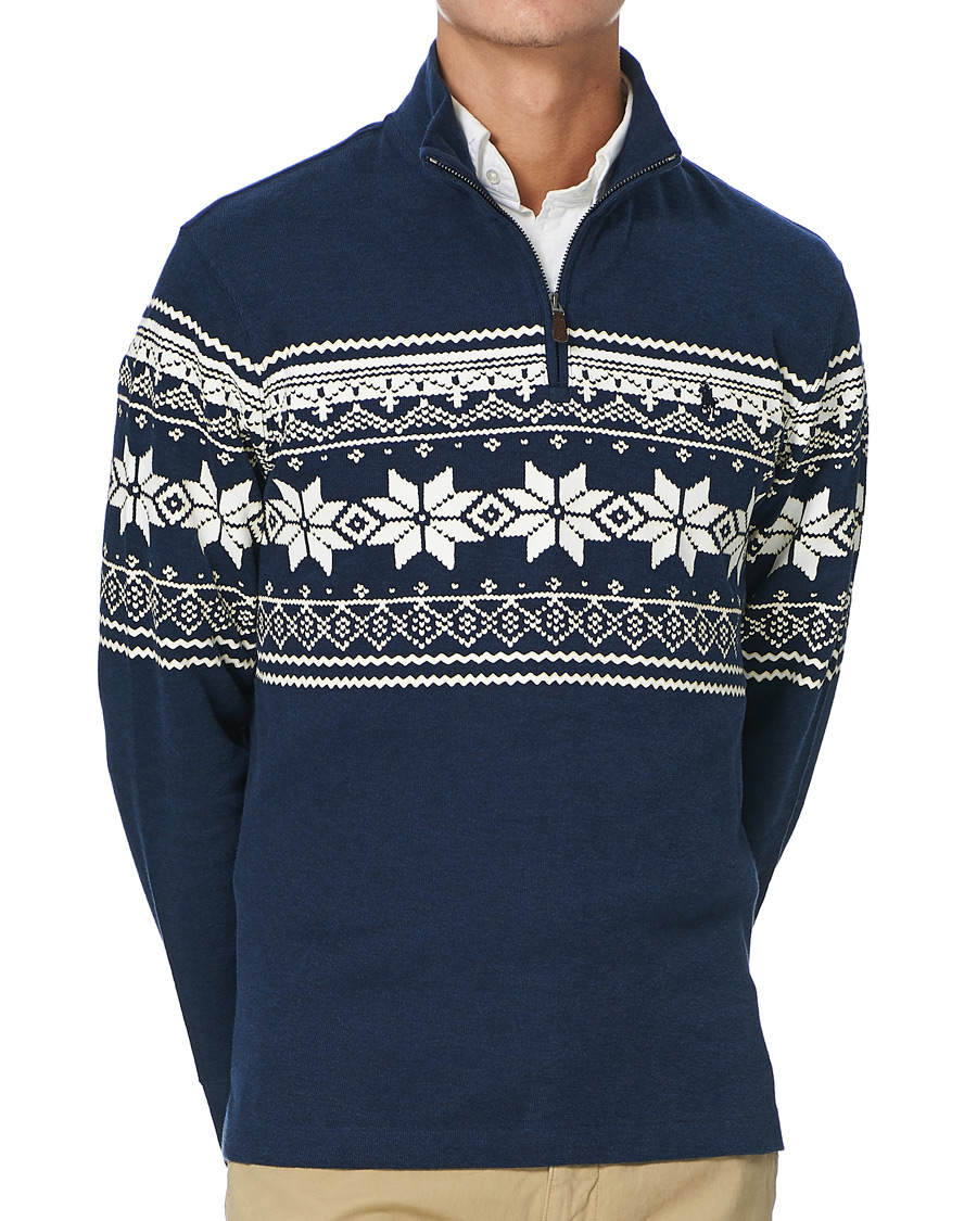 Heren | Truien | Polo Ralph Lauren | Winter Double Knit Half Zip Sweater Blue Heather