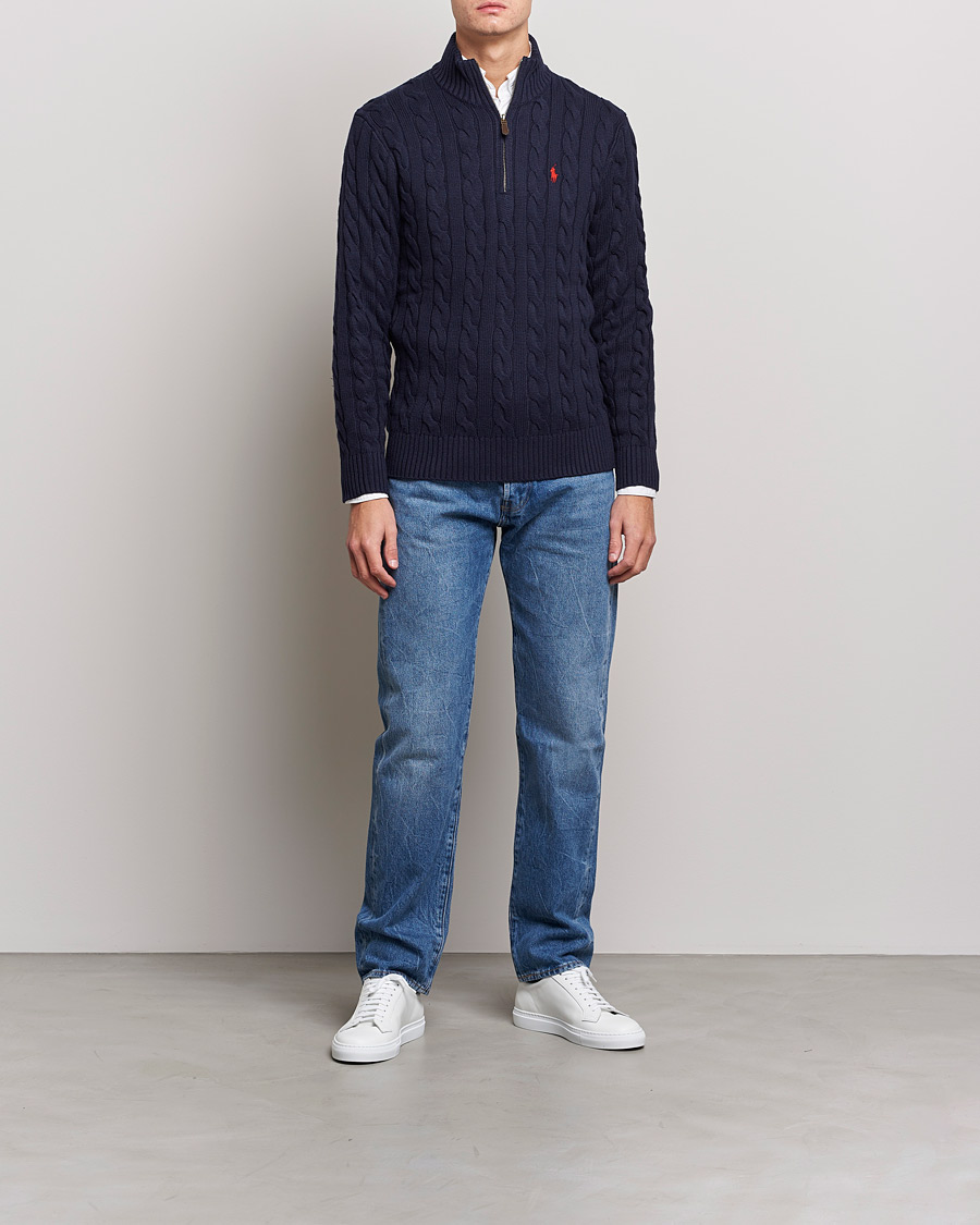 Heren | Truien | Polo Ralph Lauren | Cotton Cable Half Zip Hunter Navy