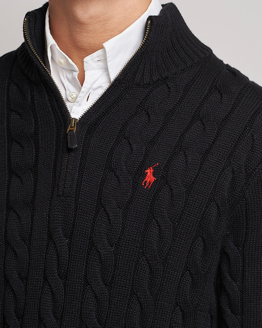 Heren | Truien | Polo Ralph Lauren | Cotton Cable Half Zip Polo Black