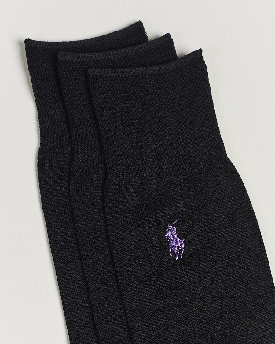 Heren | Alledaagse sokken | Polo Ralph Lauren | 3-Pack Mercerized Cotton Socks Black