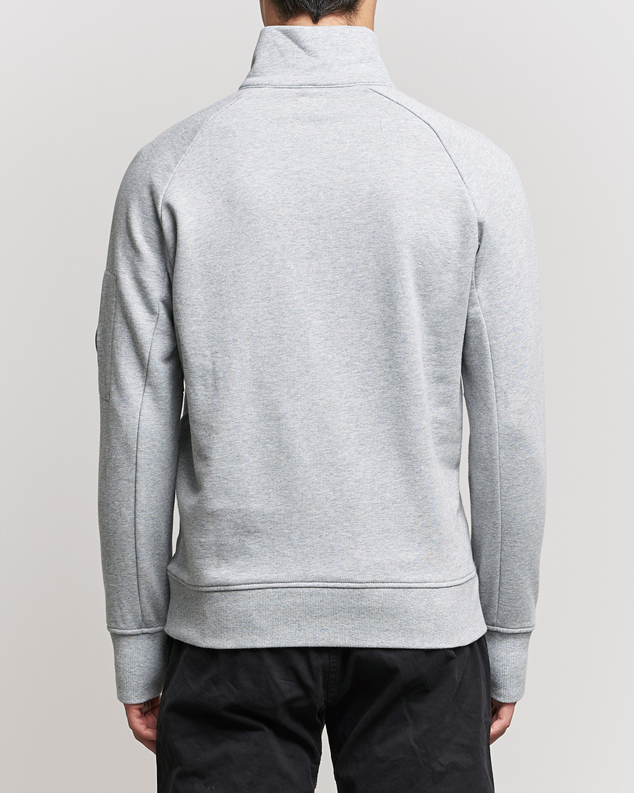 Heren | Truien | C.P. Company | Diagonal Raised Fleece Half Zip Lens Sweatshirt Grey Mel