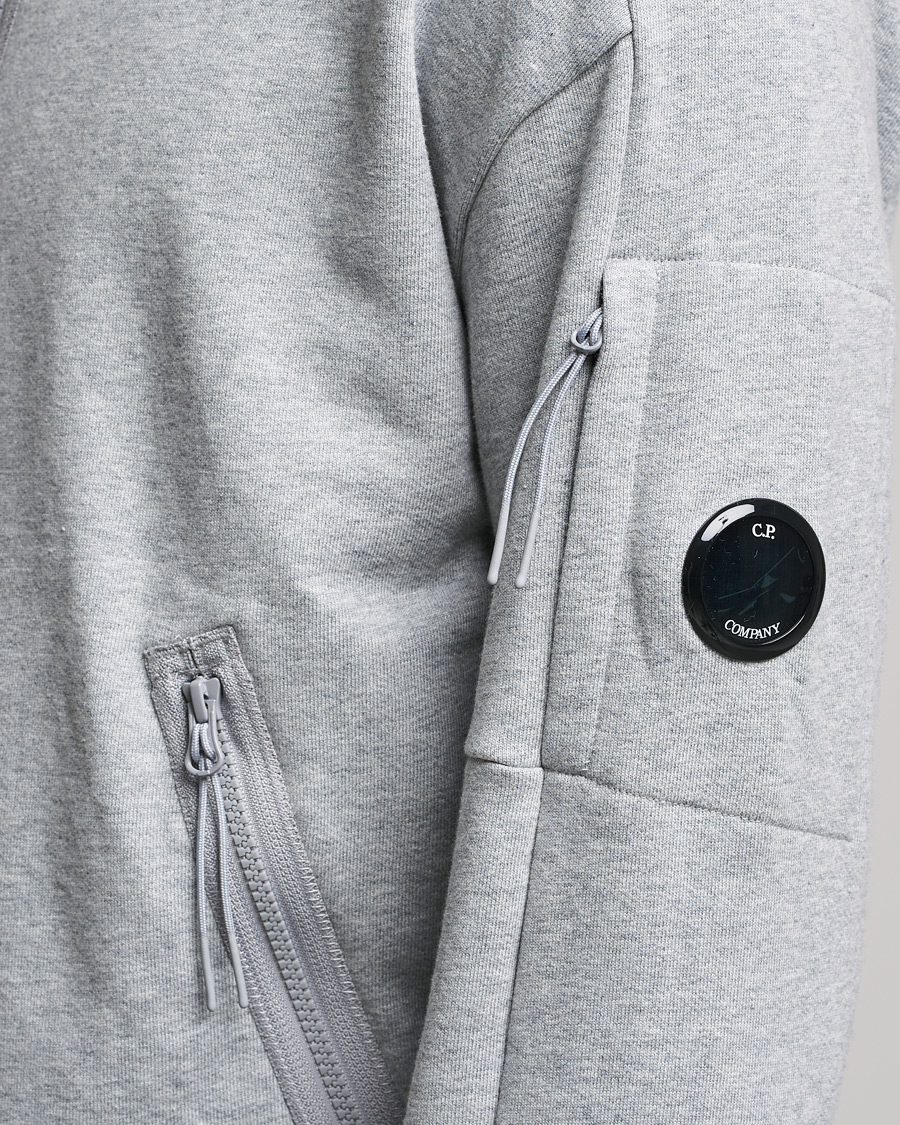 Heren | Truien | C.P. Company | Diagonal Raised Fleece Half Zip Lens Sweatshirt Grey Mel