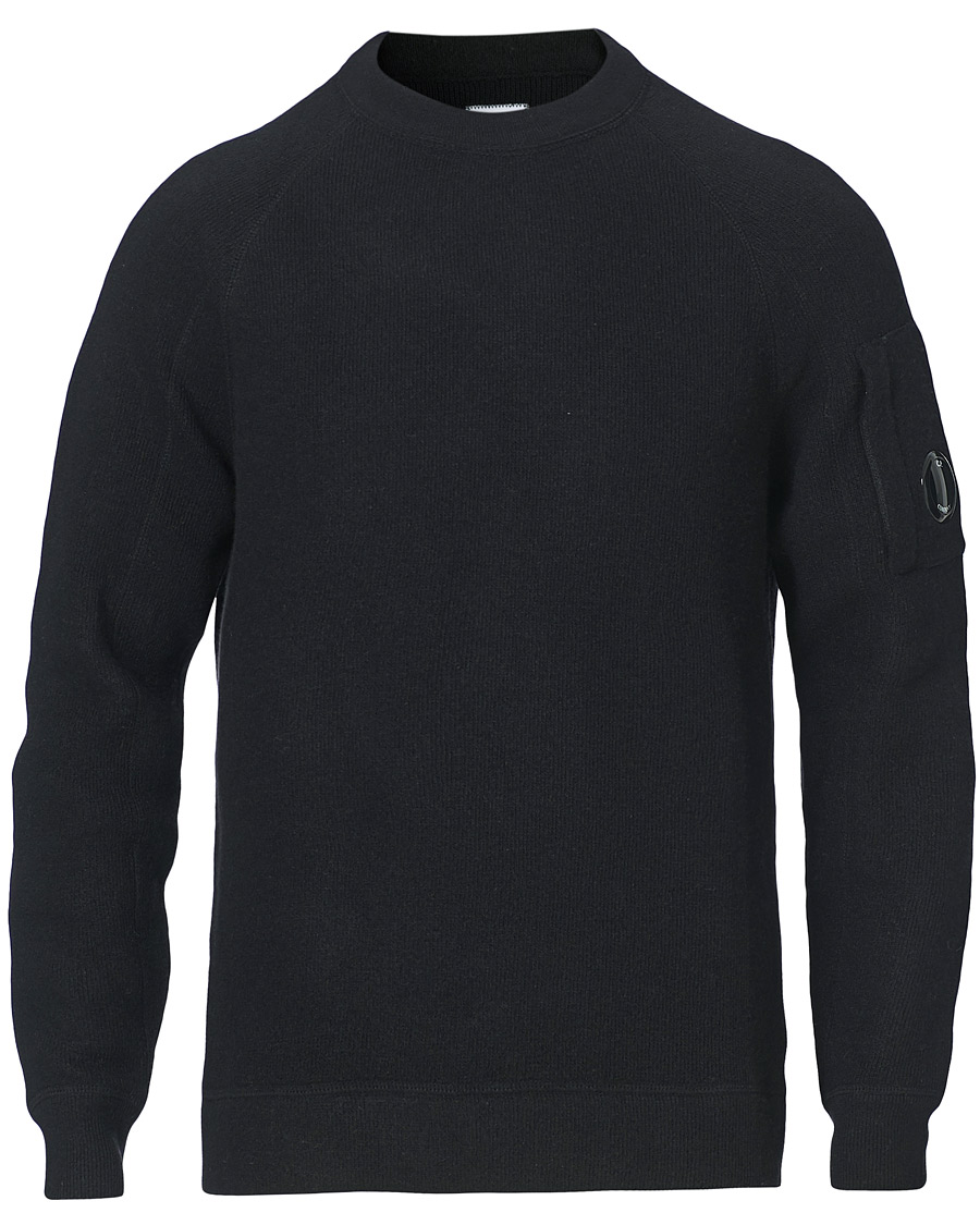 Heren | Truien | C.P. Company | Double Knit Lambswool Lens Crew Neck Black