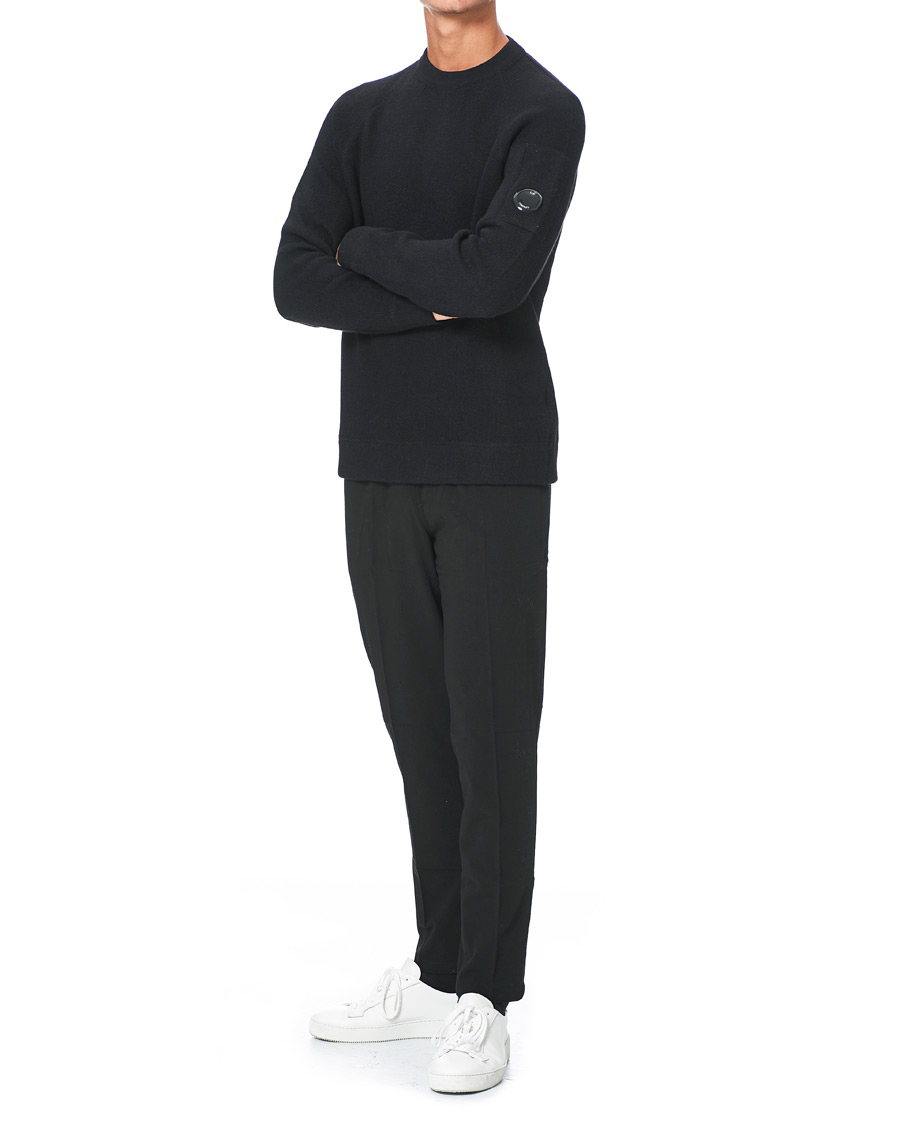 Heren | Truien | C.P. Company | Double Knit Lambswool Lens Crew Neck Black