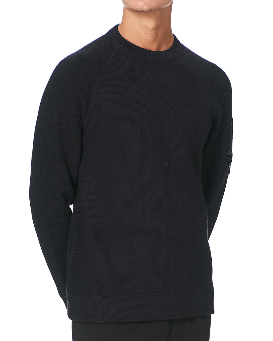 Heren | Truien | C.P. Company | Double Knit Lambswool Lens Crew Neck Black