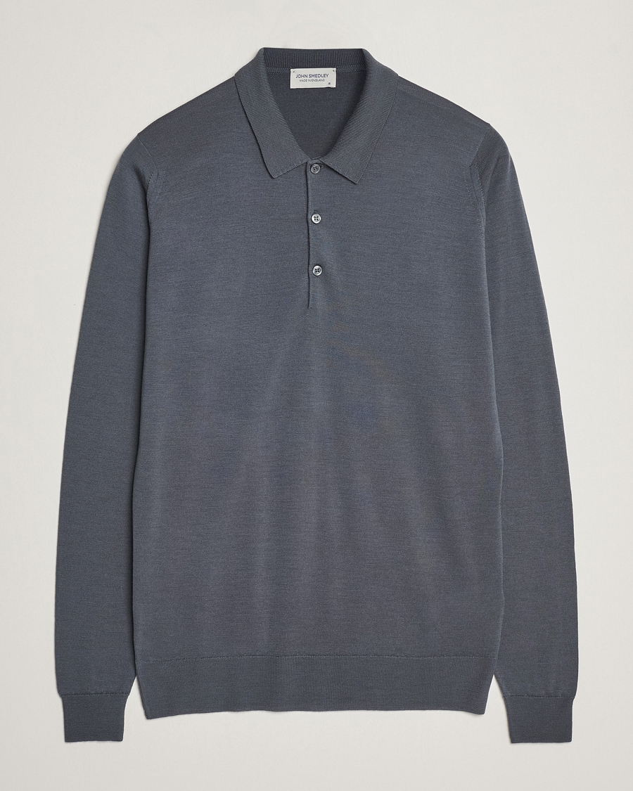 Heren | Truien | John Smedley | Belper Extra Fine Merino Polo Pullover Slate Grey