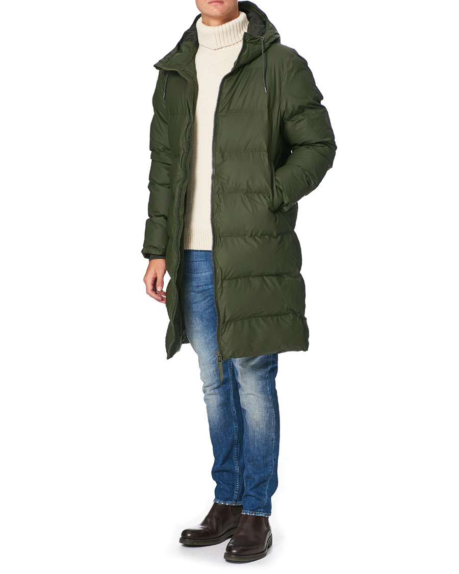 Heren | Jassen | RAINS | Waterproof Long Puffer Jacket Green