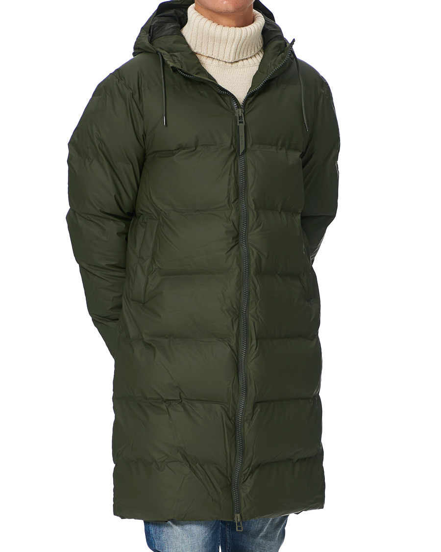 Heren | Jassen | RAINS | Waterproof Long Puffer Jacket Green