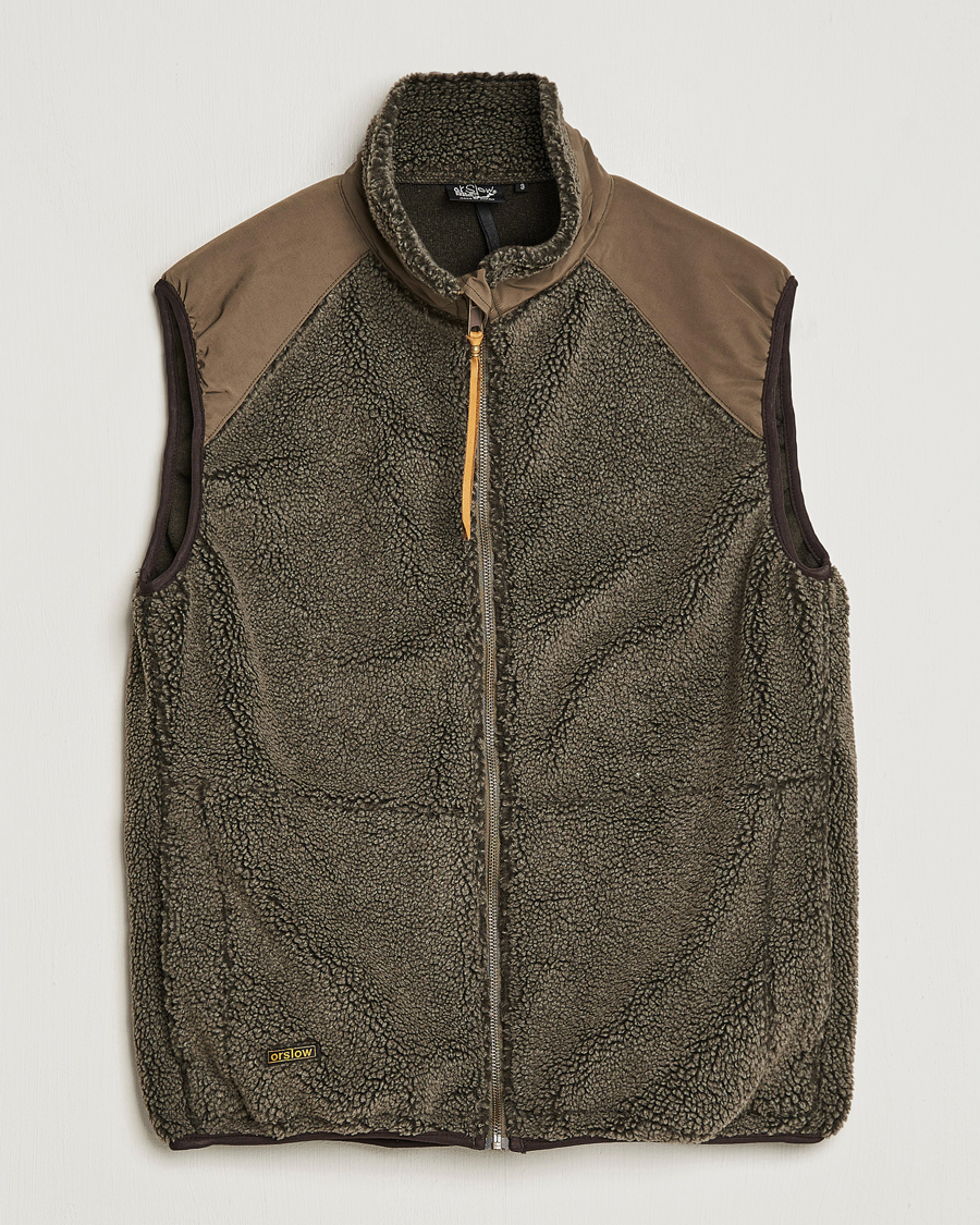 Heren | Jassen | orSlow | Boa Fleece Vest Army Green