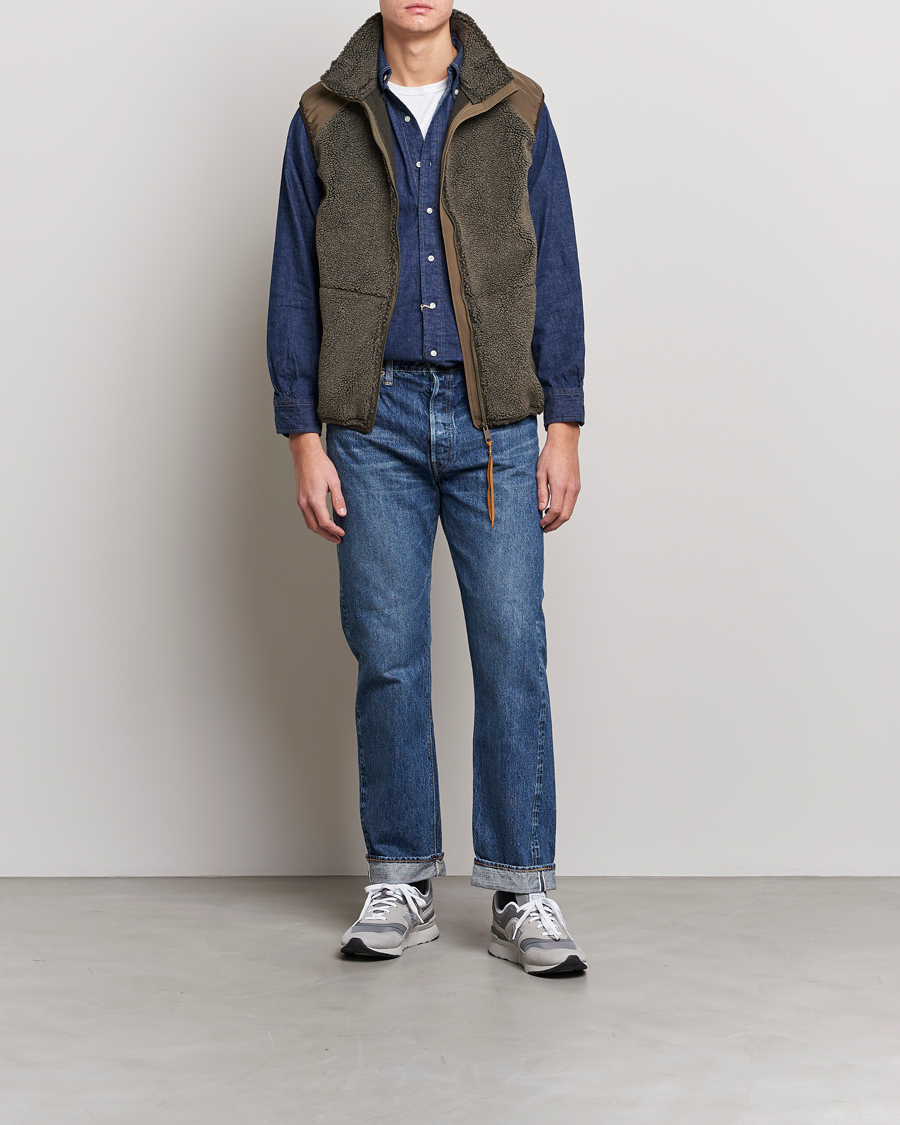 Heren | Jassen | orSlow | Boa Fleece Vest Army Green