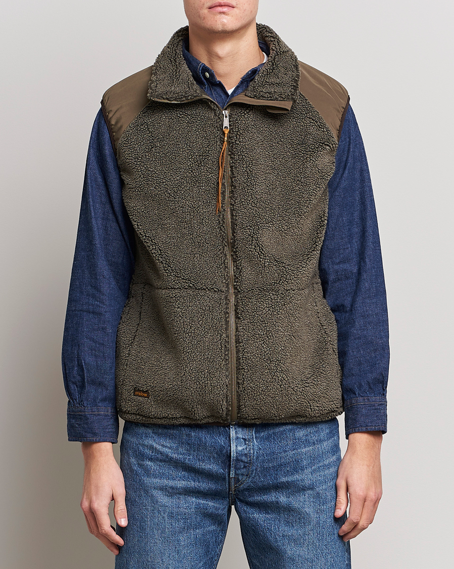 Heren | Jassen | orSlow | Boa Fleece Vest Army Green