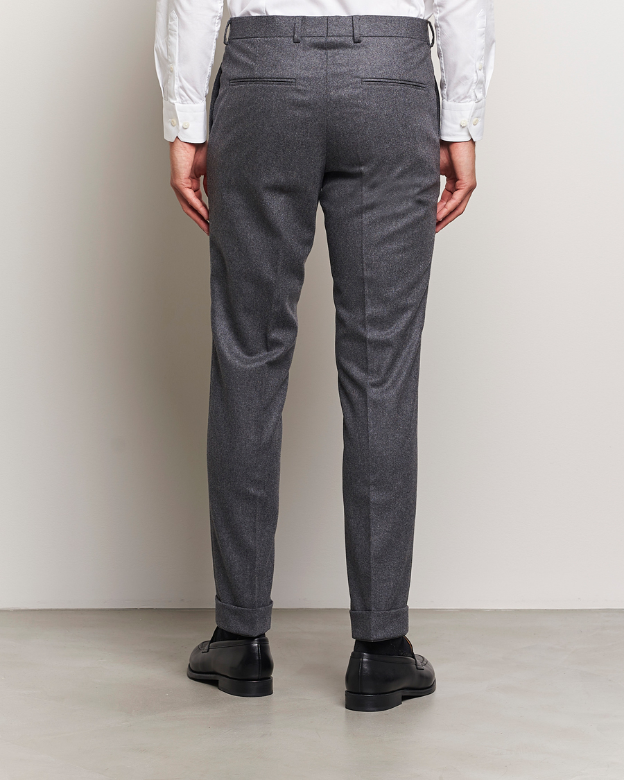 Heren | Broeken | Oscar Jacobson | Denz Turn Up Flannel Trousers Grey Melange