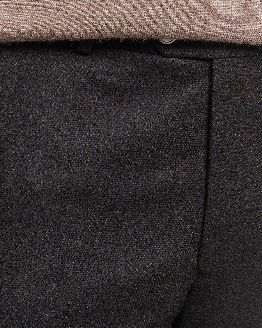 Heren | Broeken | Oscar Jacobson | Denz Turn Up Flannel Trousers Brown Melange