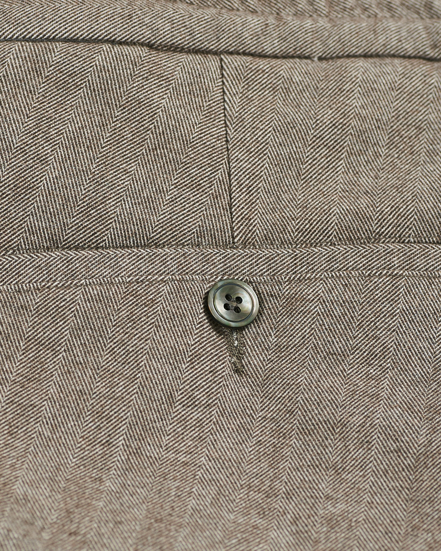 Heren | Broeken | Oscar Jacobson | Nolan Drawstring Herringbone Trousers Light Brown