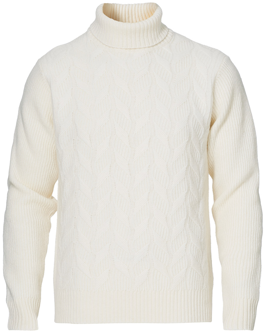 Heren | Truien | Oscar Jacobson | Samir Wool/Cashmere Cable Rollneck Creme