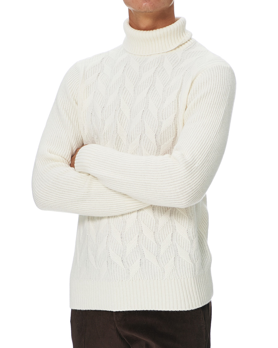Heren | Truien | Oscar Jacobson | Samir Wool/Cashmere Cable Rollneck Creme
