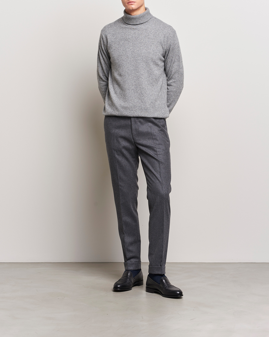 Heren | Truien | Oscar Jacobson | Salim Wool/Cashmere Rollneck Light Grey