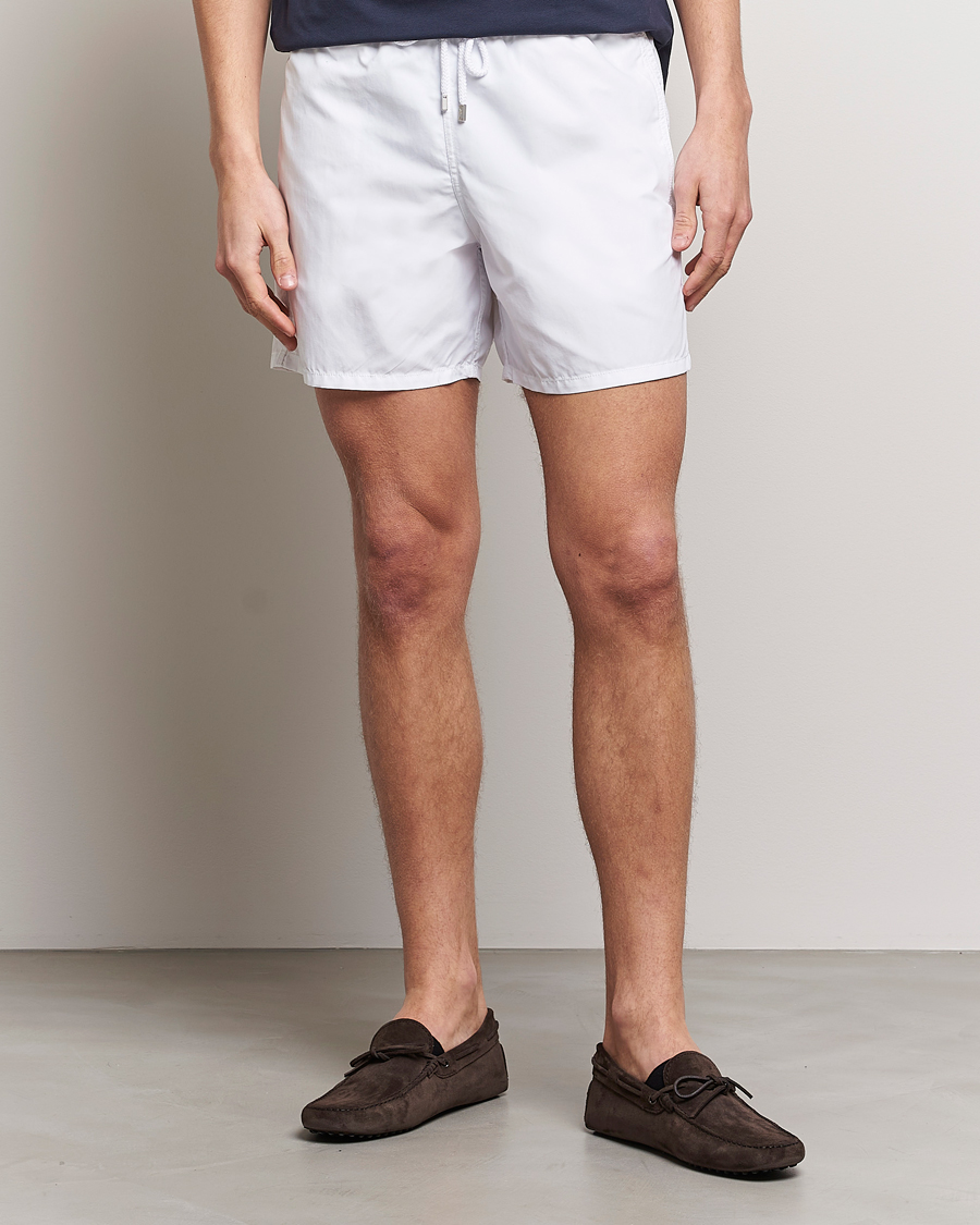 Heren | Zwembroek Met Trekkoord | Vilebrequin | Moorea Swimshorts Blanc