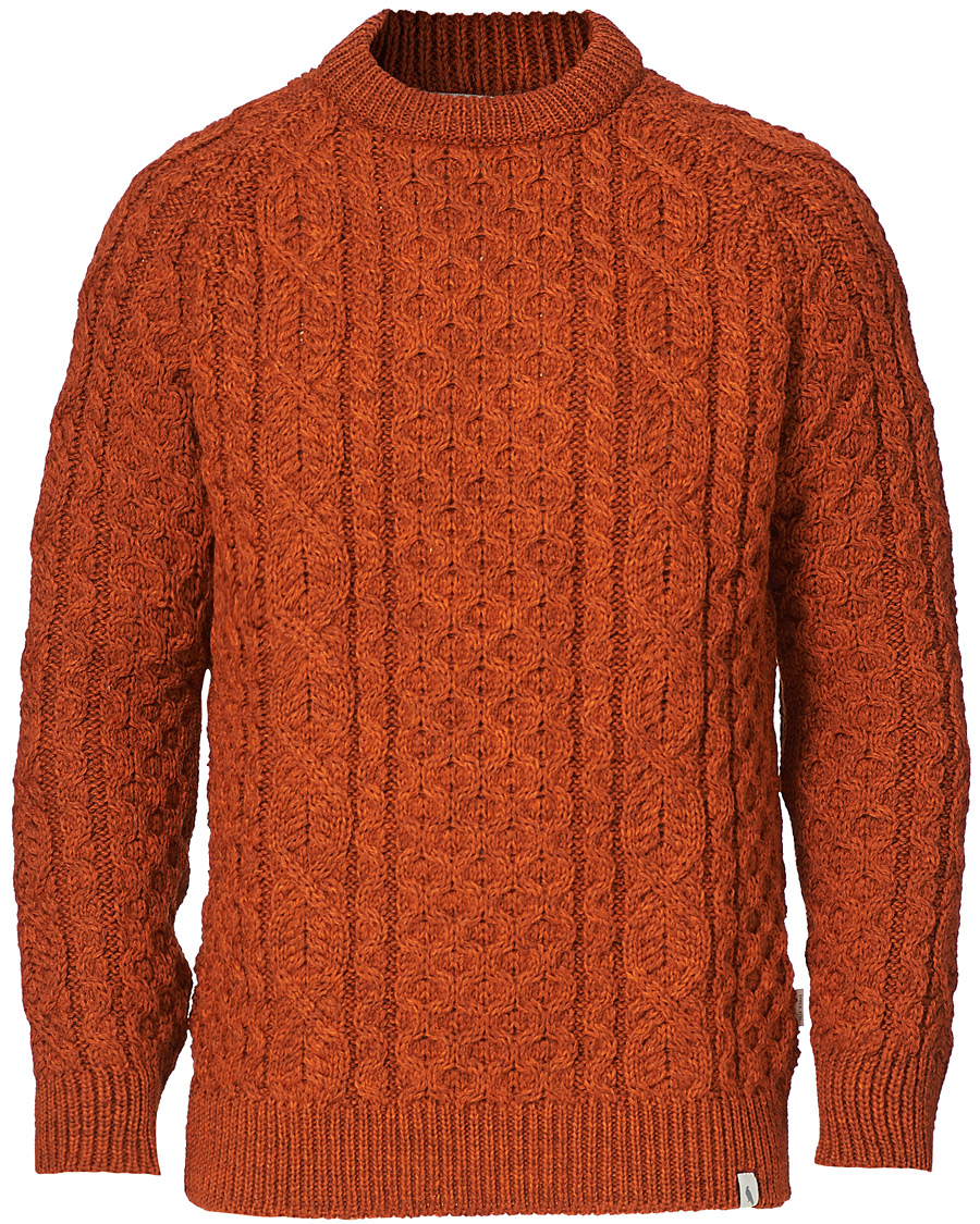 Heren | Truien | Peregrine | Hudson Wool Aran Knitted Jumper Orange