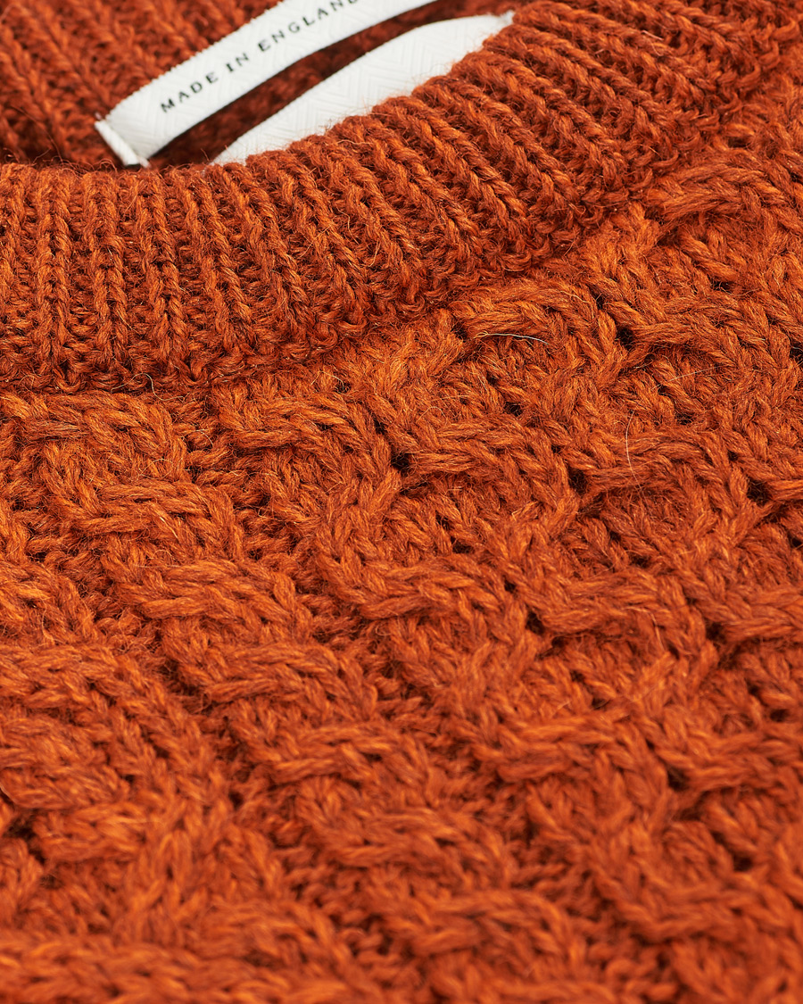 Heren | Truien | Peregrine | Hudson Wool Aran Knitted Jumper Orange