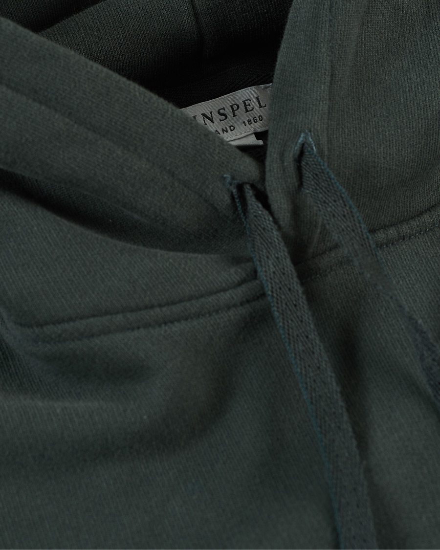 Heren | Truien | Sunspel | Loopback Hoodie Forest Green