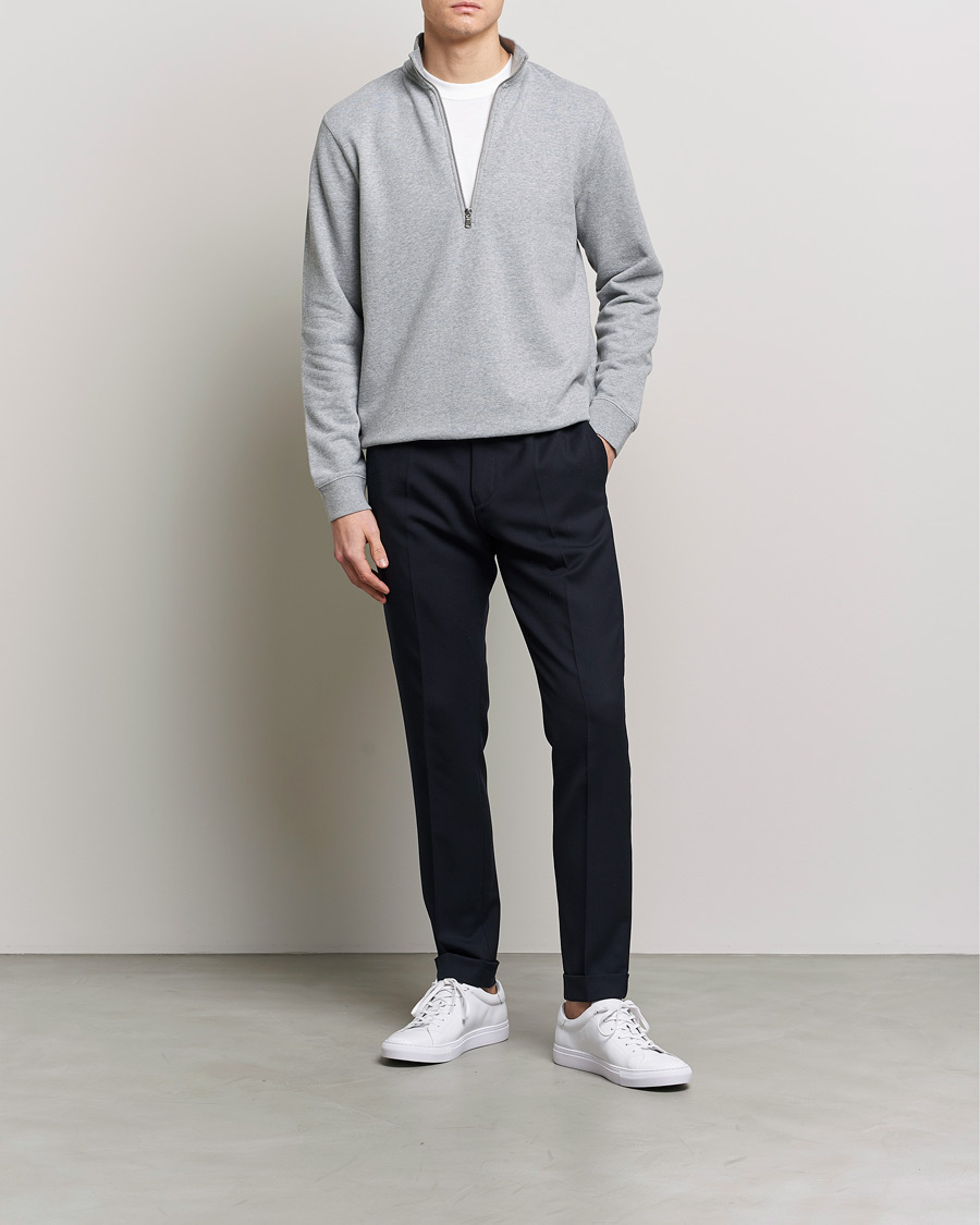 Heren |  | Sunspel | Loopback Half Zip Sweatshirt Grey Melange