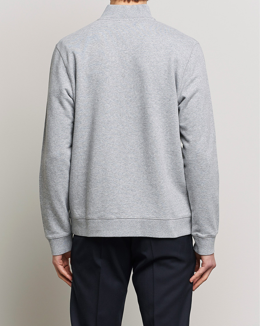 Heren | Truien | Sunspel | Loopback Half Zip Grey Melange