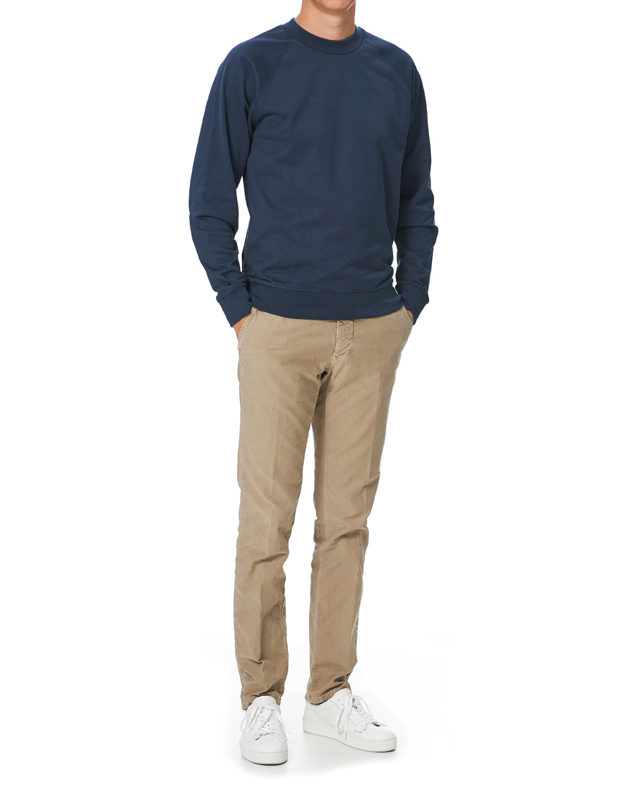 Heren | Truien | Sunspel | Sea Island Cotton Loopback Raglan Sweatshirt Navy