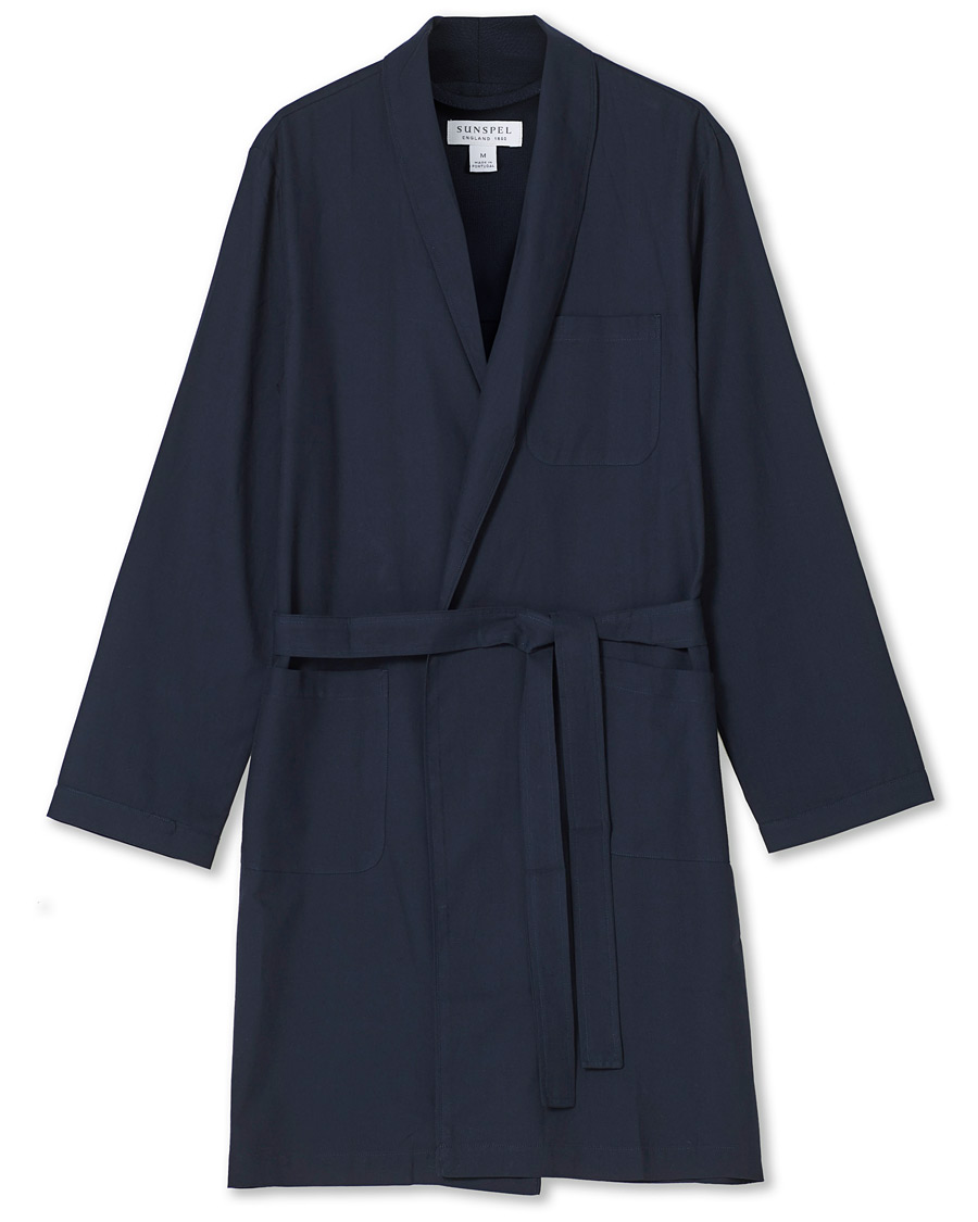 Heren | Pyjama's en gewaden | Sunspel | Cotton Robe Navy