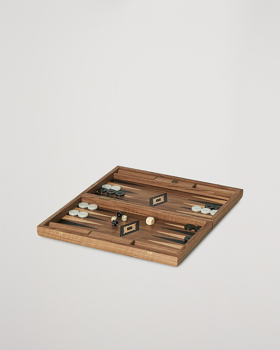 Heren | Spellen | Manopoulos | American Walnut Backgammon With Side Racks