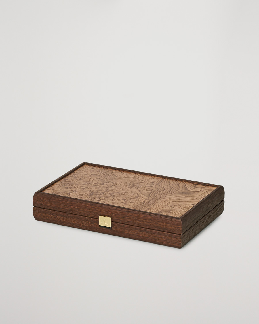 Heren | Cadeaus | Manopoulos | Walnut Burl Small Backgammon With Side Racks